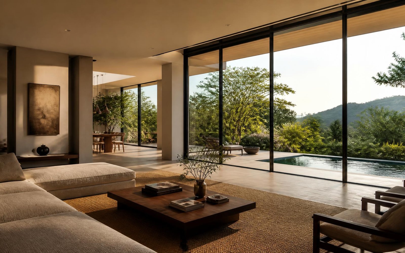 Contemporary Indian villa with expansive floor-to-ceiling uPVC windows
